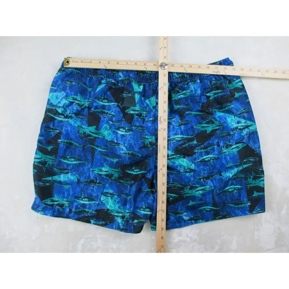 Reel Legends Swim Trunks Mens 2XL XXL Blue Board Shorts Bathing Suit‎ Sharks